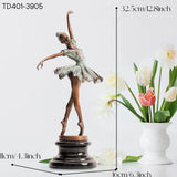 Bronze Ballet Dancer Sculptures Female Bronze Statue Ballerina Figurine Elegant Ballerinas Ornament Crafts For Home Decor Gift