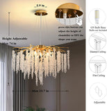 Modern Led Crystal Chandelier Branches for Dining Room Art Pendant Lamp Villa Hall Hanging Home Decor Lighting Fixture