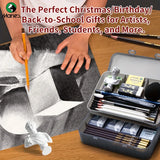 AOOKMIYA Marie's Pencil Set with Double Layer Box with Charcoal Graphite,Pencils,Erasers,Knife, for Painting,Writing for Adults(23/27pcs)