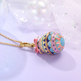 Fashion Openable Princess Enamel Bow Easter Egg Pendant Necklace for Women Sweet Party Jewelry Keychain Pendant Valentine Gift