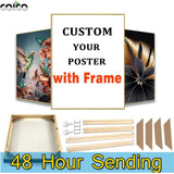 Custom Print Canvas Painting with Frame Customized Your Photo Poster Prints on Canvas Wall Art Pet Figure Landscape HD Pictures