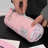 INS Large Capacity Pink Pen Bag Creative Soft Touch Pencil Case Stationery Storage Organizer Creative Students Gift