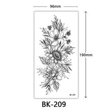 AOOKMIYA Waterproof Flower Temporary Tattoos for Women Black Floral Tattoo Stickers for Hand Arm Body Disposable Fake Tattoo Body Art