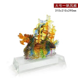 AOOKMIYA Opening smooth sailing auspicious glass crafts smooth sailing boat decoration office living room blessing decoration