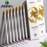 AOOKMIYA Marie's 3/6/12pcs White Charcoal Pencils Set,Sketch Highlight Pencils for Drawing,Sketching,Shading,Blending for Adults,Students