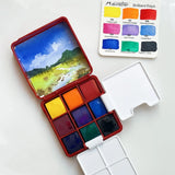 AOOKMIYA MAIRTINI 9 Color Travel Watercolor Paint Set with Bucket Portable Palette Solid Watercolor Paint Sketching Painting Supplies  AOOKMIYA.COM