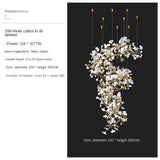 Large Ginko Leaf Chandeliers High Ceiling Staircase Ceramics Leaf Pendant Hanging Chandelier for Vila Lobby Luxury Living Room