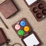 AOOKMIYA Empty Wooden Watercolor Paint Box Portable Palette Magnetic Suction Box Palette Artist Travel Sketch Painting Art Supplies