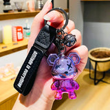 AOOKMIYA ART+ Creative Gifts Creative Electroplated XX Eyes Cartoon Bear Keyring Delicate Acrylic Animal Keychain Trend Car Bag Key Chains for Women Couple