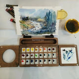 AOOKMIYA Wooden Watercolor Box Portable Folding Watercolor Palette Cases Oil Paint Box Beginners Outdoor Sketching Painting Art Tools  AOOKMIYA.COM