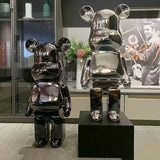 50/80cm Plating Bear Figure Aesthetic Violent Bear Statue Large Sculpture Figurine Luxury Livingroom Decoration Home Ornament