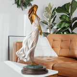 42cm Famous Luo Li Rong Bronze Sculpture Pretty Lady Statue Handmade Elegant Female Statue With Marble Base Home Art Decor Gif