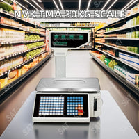 30kg Digital Supermarket Price Computing Scale Steel Material 1g Accuracy LED Display Barcode Label Printing Capability