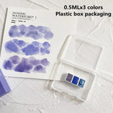 AOOKMIYA SUPER VISION NEW Pearlescent Layered Color Watercolor Paint 3-color Set Mica Periwinkle Blue Popular Color Artist Art Supplies