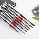 AOOKMIYA Portable Stainless Steel Watercolor Brush 5pcs Set Round Head Detachable Pocket Pen Hook Line Travel Painting Art Supplies