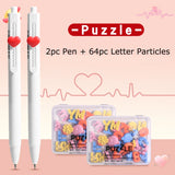 Kawaii Deli Nusign Puzzle Gel Ink Pen 0.5mm Cute Lovely Retractable Ballpiont Pens with Letters Particle Back To School Supplies