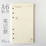A6 Notebook Inside page 6 Ring Journal Spiral Replacement Journal Cute Note Book Weekly Grid Blank Diary Paper free shipping