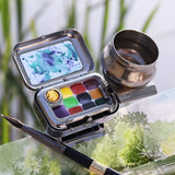 AOOKMIYA Mini Portable Paint Box Empty Box 10/16 Grid Palette Watercolor Moisturizing Box Student Artist Travel Painting  Art Supplies
