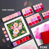 AOOKMIYA Red/pink 12-color Watercolor Paint Repackaging Package 0.5/1/2ML Mini Travel Portable Watercolor Box Painting Supplies