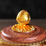 Tibetan Brown Resin Double Layer Jar Food Organizer Tantric Metals Handicraft Buddhist Storage Box Home Desktop Gift Decorative