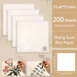 AOOKMIYA 200 Sheets Marie's Xuan Paper,Soft Papers Sheng/Raw Xuan for Block Printing,Watercolors,Calligraphy,Chinese Painting  for Adults