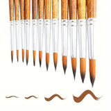 12Pcs Artist Paint Brush Set - Versatile Pointed & Round Tips for Watercolor, Acrylics, Ink, Gouache, Oil, Tempera