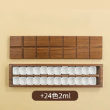 AOOKMIYA Empty Portable Watercolor Palette 12/24 Grid Walnut Watercolor Paint Storage Box Travel Sketching Artist's Art Supplies