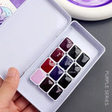 AOOKMIYA Purple Series White Night Watercolor Paint Packed 0.5/1ML12 Color Portable Watercolor Box Master Painting Art Supplies