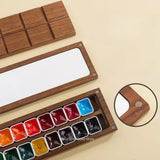 AOOKMIYA Empty Portable Watercolor Palette 12/24 Grid Walnut Watercolor Paint Storage Box Travel Sketching Artist's Art Supplies