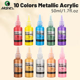 AOOKMIYA Marie's Golden Metallic Acrylic Pigment Set,10 Colors 50ml/1.69oz per Bottle for DIY,Furniture,Rock,Glass,Wood,Model for Adults