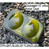 MAIRTINI Brillian Ravs Solid Watercolor Japan Portable Mango Iron Box Caravaggio 12 Color Concentrated Gouache Paint Set