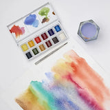Winsor & Newton Cotman Portable Travel 12 Color Solid Watercolor Paint Water Colour Sketchers' Pocket Box 1 pcs Palette