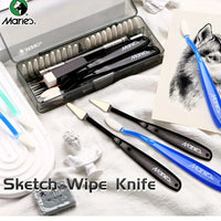 AOOKMIYA Marie's 23pcs Art Sketch Wipe Knife with Box,Rubbing Blending Brush,Smearing Tool for Sketching,Drawing,Mixing for Adults,Artist