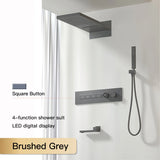 Luxury  black brass shower system wall-mounted LED digital display design Cold & hot dual-control 4-function ceiling shower Tap