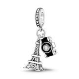 2025 Hot Sale Charms Bead 925 Sterling Silver Pink Butterfly Luminous Firefly Dangle Fit Bangle Bracelet Necklace DIY Jewelry