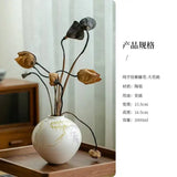 Boutique Pure Hand-painted Wisteria Ceramic Vase Larger Home Decorations Dried Plant Pot Household Flowerpot Tearoom  Ornament