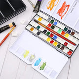 AOOKMIYA Empty Metal Watercolor Tin Palette with Detachable Empty Half Pans for DIY Travel Watercolor Palette Paint Case Art Supplies