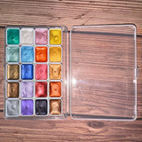 AOOKMIYA Metallic Watercolor Paint Set 20 Colors in DunHuang Style,Shimmer,Glitter,Shifting Paints Kit for Paper,DIY for Adult,Amateurs