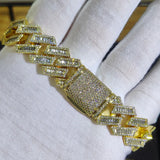 18mm Width Cuban Chain Prong Mixed Inlay CZ Cubic Zircon Plated Luxury Men Necklace Bling Full Iced Out Hiphop Jewelry 7-24''