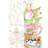 AOOKMIYA 100% Cotton 200g Watercolor Paper Coloring Line Drawing Cute Rabbit/cat Blank Manuscript Coloring Drawing Paper Art Supplies