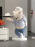 AOOKMIYA ART+ Creative Gifts Home Decor Bear Statue Tray Storage Rack Nordic Style Living Room Large Floor Art Ornaments Housewarming Gift Interior Figurines