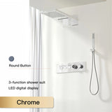 Luxury  black brass shower system wall-mounted LED digital display design Cold & hot dual-control 4-function ceiling shower Tap