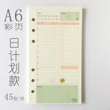 A6 Notebook Inside page 6 Ring Journal Spiral Replacement Journal Cute Note Book Weekly Grid Blank Diary Paper free shipping