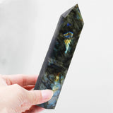 AOOKMIYA 8-15cm Large Size Natural Labradorite Tower Point Obelisk Ornament for Home Room Living Room Office Decor Christmas Gift