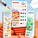 AOOKMIYA Coloring Book 24 Sheets Watercolor Paper Bookmark Line Drawing Paper 240g Wood Pulp Beginner Art Students Painting Art Supplies