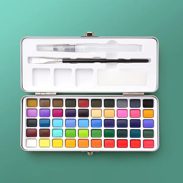AOOKMIYA Professional 50 Color Solid Watercolor Palette, Compact Travel-Friendly for Nail Drawing & Painting Projects  AOOKMIYA.COM