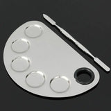 Stainless Steel Palette  Watercolor Paints Makeup Face Palette Spatula Foundation Mixing Paints Oil Paints Palette