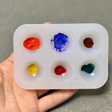 AOOKMIYA Six-hole No-wash Silicone Palette Easy To Clean Acrylic Paint Empty Mixing Tray Palette Tray for Painting Art Supplies