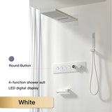 Luxury  black brass shower system wall-mounted LED digital display design Cold & hot dual-control 4-function ceiling shower Tap