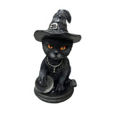 Adorable Witch Cat Figurine for Halloween Home Decoration or Gift Resin Witch Kitten Figurine